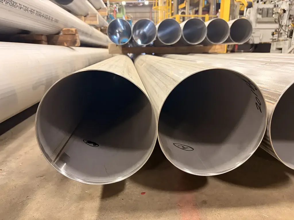 Pipe stacked in shop